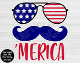 Usa Merica Mustache Svg Files For Cricut And Silhouette, 4th of July Svg Cut Files, Patriotic Svg, Fourth of July Svg, July 4th Svg