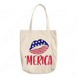 Merica Lips Svg Files For Cricut And Silhouette, Fourth of July Svg, 4th of July Svg, Patriotic Svg Cut Files, Independence Day Svg, Memorial Day Svg