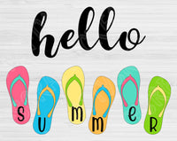 Hello Summer Svg Files For Cricut And Silhouette, Flip Flops Svg Cut File, Summer Quote Svg, Summer Png, Dxf, Eps, Hello Summer Sign Svg