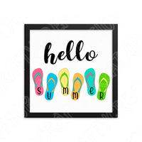 Hello Summer Svg Files For Cricut And Silhouette, Flip Flops Svg Cut File, Summer Quote Svg, Summer Png, Dxf, Eps, Hello Summer Sign Svg