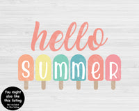 Hello Summer Svg, Ice Cream Svg Files For Cricut And Silhouette, Summer Quote Svg Cut Files, Summer Png, Dxf, Eps, Hello Summer Sign Svg