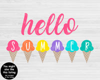 Hello Summer Svg Cut Files, Summer Quote Svg Files For Cricut And Silhouette, Hello Summer Popsicle Svg, Summer Png, Dxf, Eps, Hello Summer Sign Svg