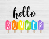 Hello Summer Svg Files For Cricut And Silhouette, Summer Quote Svg Cut Files, Hello Summer Popsicle Svg, Summer Png, Dxf, Eps. Hello Summer Sign Svg