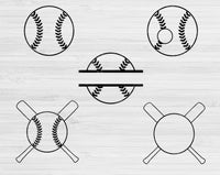 Baseball Monogram Svg Files For Cricut And Silhouette, Baseball Png, Baseball Bat SvgCut Files, Baseball Svg Designs, Split Baseball Vector