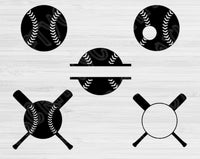 Baseball Monogram Svg Files For Cricut And Silhouette, Baseball Png, Baseball Bat SvgCut Files, Baseball Svg Designs, Split Baseball Vector