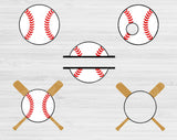 Baseball Monogram Svg Files For Cricut And Silhouette, Baseball Png, Baseball Bat SvgCut Files, Baseball Svg Designs, Split Baseball Vector