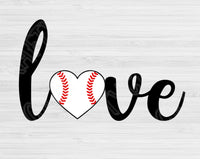 Baseball Love Svg Cut Files, Love Baseball Svg Files For Cricut And Silhouette, Baseball Heart Svg, Distressed Baseball Svg Dxf Digital Download,