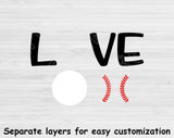 Love Baseball Svg Designs, Baseball Shirt Svg Cut Files, Baseball Love Svg Files For Cricut And Silhouette, Baseball Mama Svg Dxf