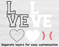 Baseball Heart Svg, Baseball Love Svg Files for Cricut, Love Baseball Svg , Heart Baseball Svg Cut Files