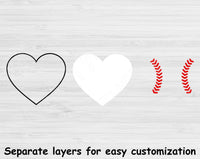 Softball Heart Svg, Baseball Heart Svg Files For Cricut And Silhouette, Love Baseball Svg, Baseball Love Svg Cut Files