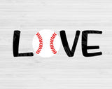 Baseball Love Svg Files For Cricut And Silhouette, Love Baseball Svg Cut File, Baseball Heart Svg, Distressed Baseball Svg Dxf