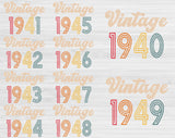 1940-1949 Vintage Birthday Svg Files For Cricut, 80th Birthday Svg, Adult Birthday Svg, Vintage 1941 Svg Dxf