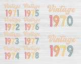 1970-1979 Vintage Birthday Svg Files For Cricut, 50th Birthday Svg, ,40th Birthday Svg, Adult Birthday Svg, Vintage 1971 Svg Dxf