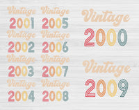 2000-2009 Vintage Birthday Svg Files For Cricut, 21st Birthday Svg, Adult Birthday Svg, Vintage 2000 Svg Dxf