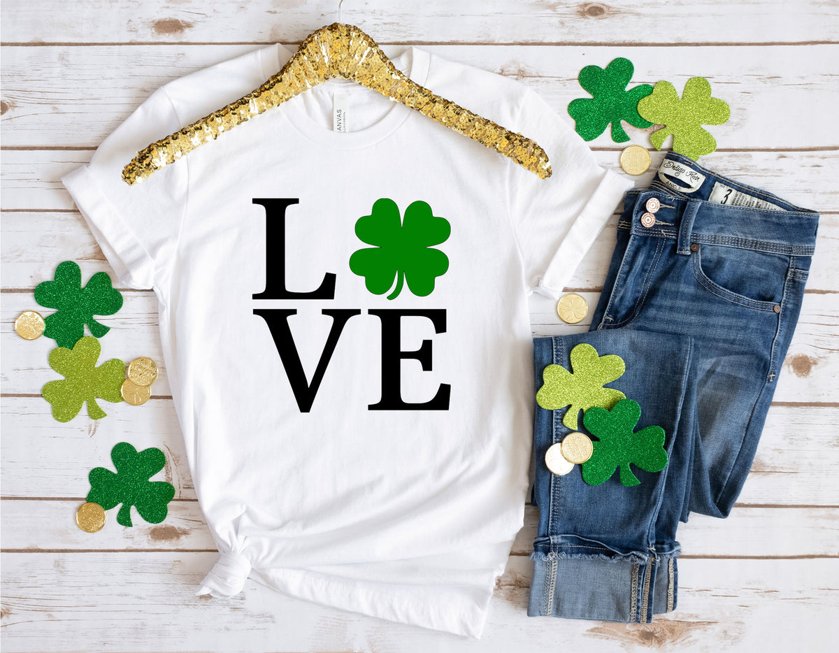 St Patricks Day Svg Files For Cricut And Silhouette, Love Shamrock Svg ...