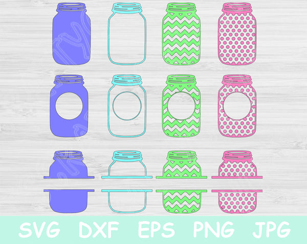 Mason Jar Svg Files For Cricut And Silhouette, Southern Monogram Svg Cut Files, Ball Mason Jar Svg