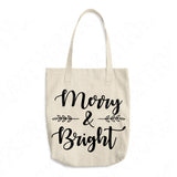 Merry & Bright Svg File Saying with Leaves, Winter Svg Files For Cricut And Silhouette, Christmas Svg Cut File