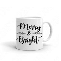 Merry & Bright Svg File Saying with Leaves, Winter Svg Files For Cricut And Silhouette, Christmas Svg Cut File